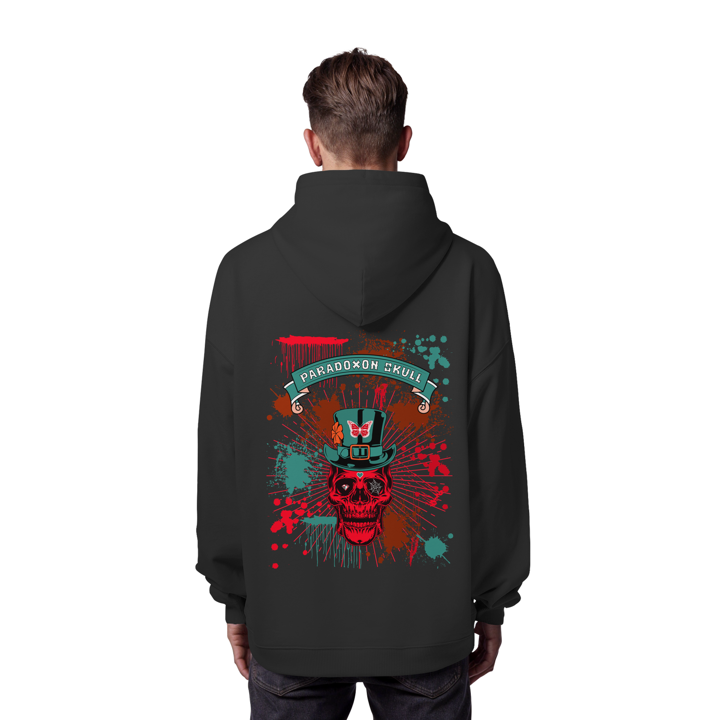 Turquoise Paradoxon Skull - Organic Oversize Hoodie