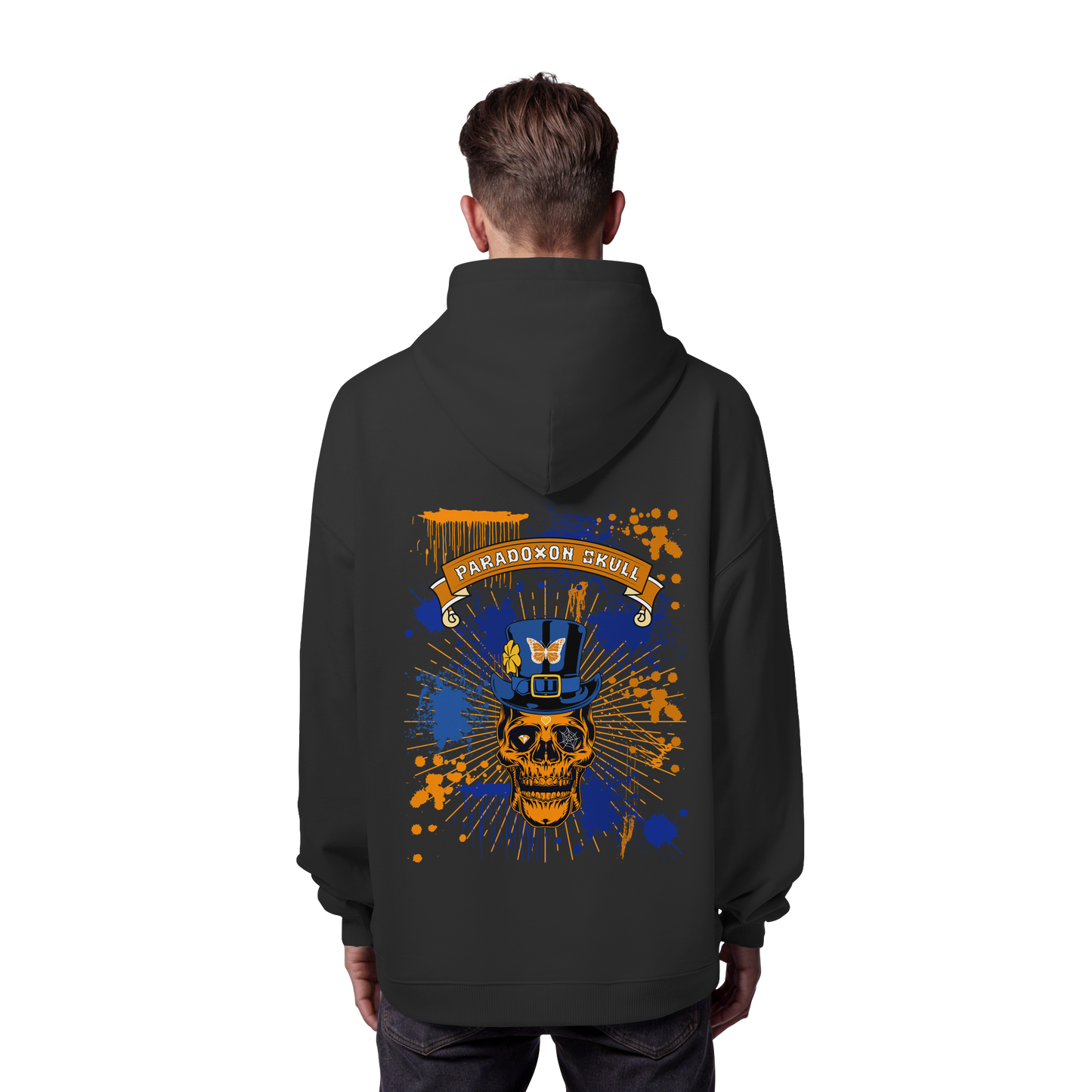 Orange Paradoxon Skull - Organic Oversize Hoodie