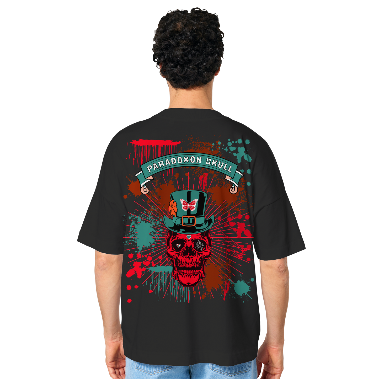 Turquoise Paradoxon Skull - Organic Oversize Shirt
