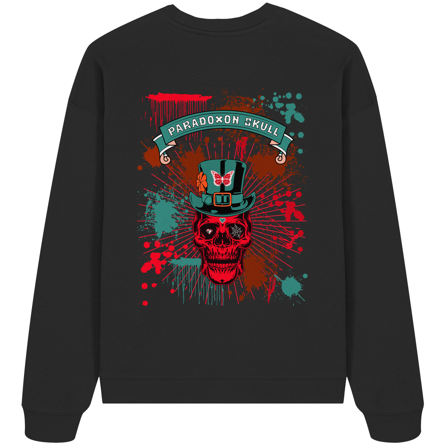 Turquoise Paradoxon Skull - Organic Oversize Sweatshirt