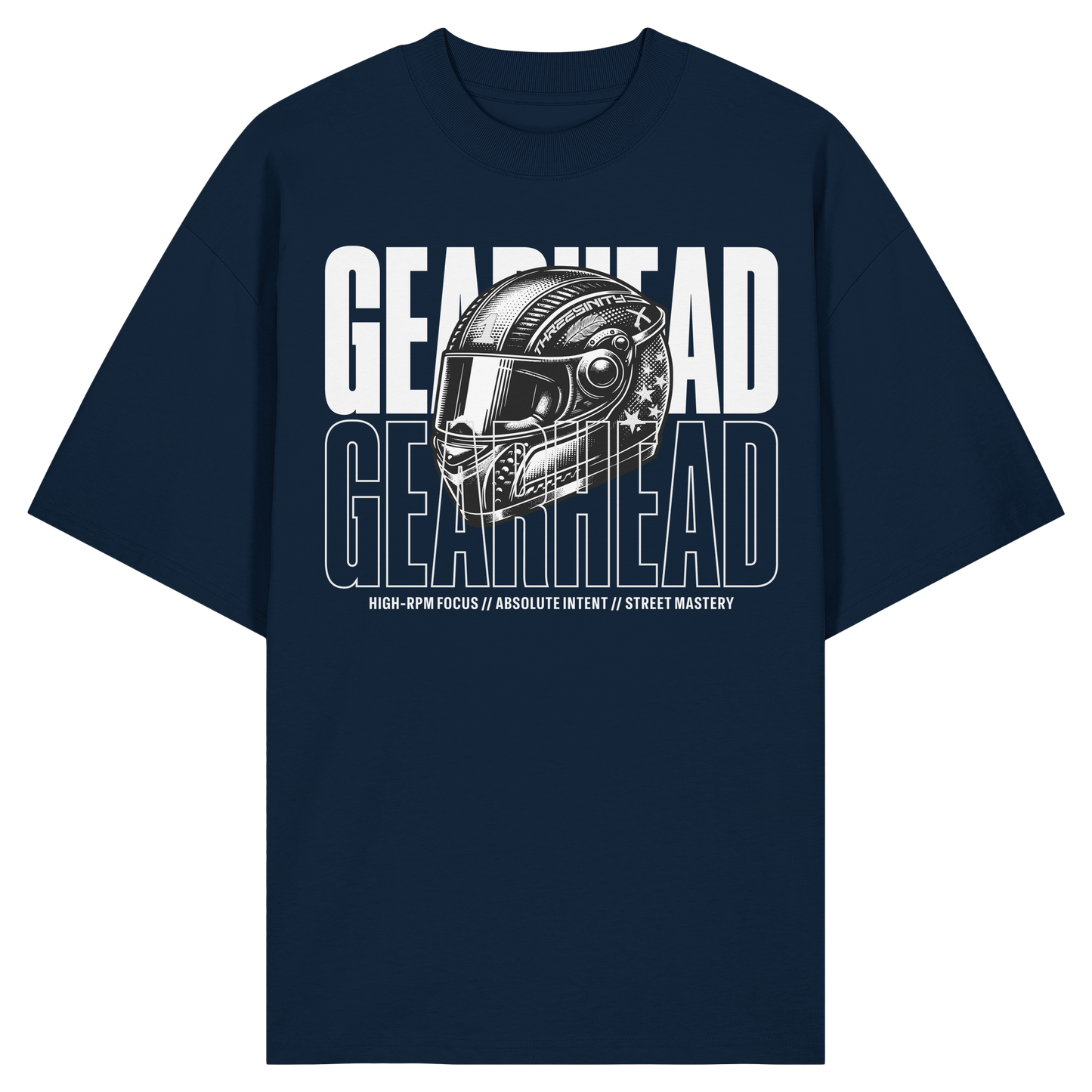 Gearhead Oversize Shirt french navy mit Helm-Grafik, Bio-Baumwolle 200 gsm, Biker Streetwear