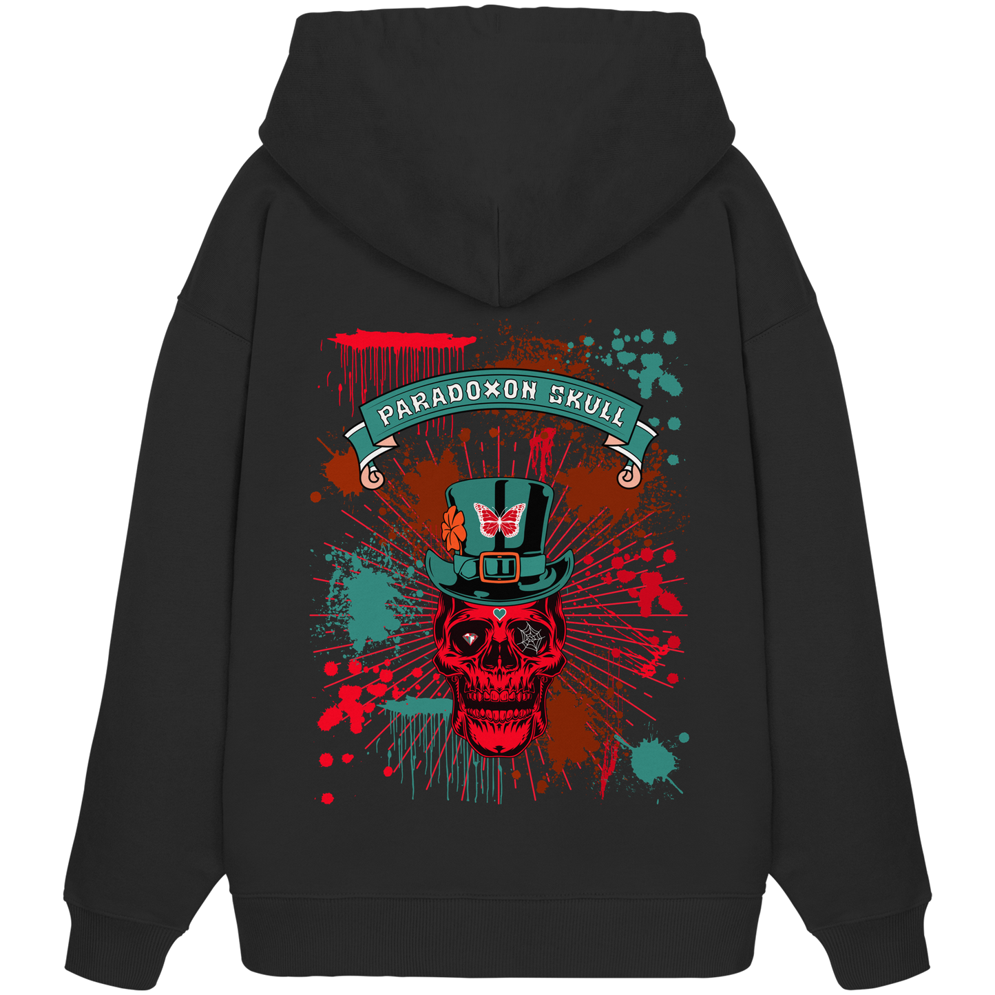 Turquoise Paradoxon Skull   - Organic Oversize Hoodie