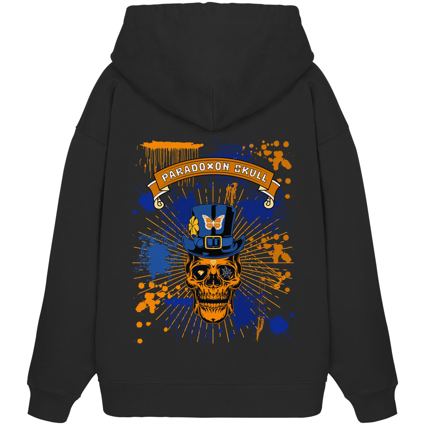 Orange Paradoxon Skull  - Organic Oversize Hoodie