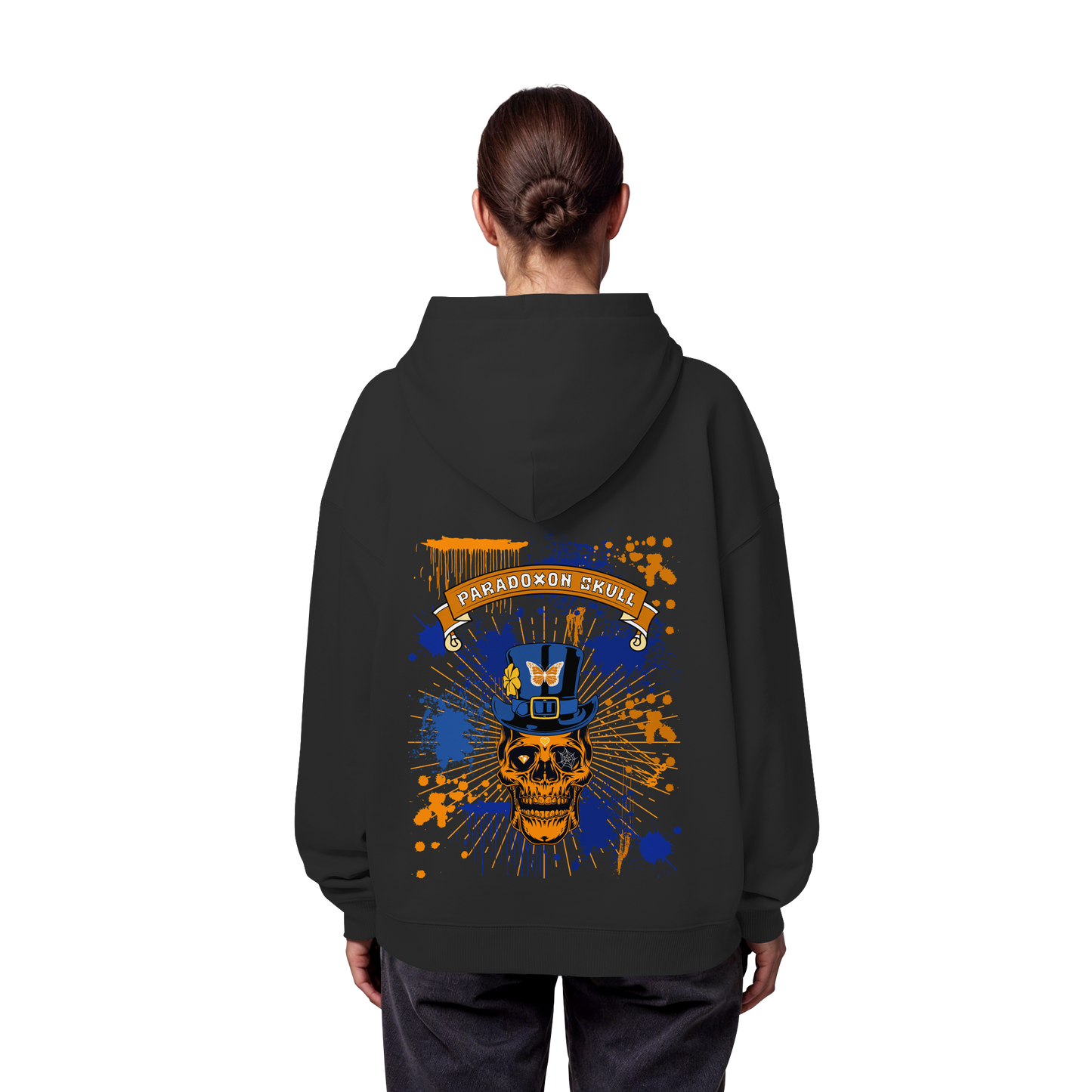 Orange Paradoxon Skull  - Organic Oversize Hoodie