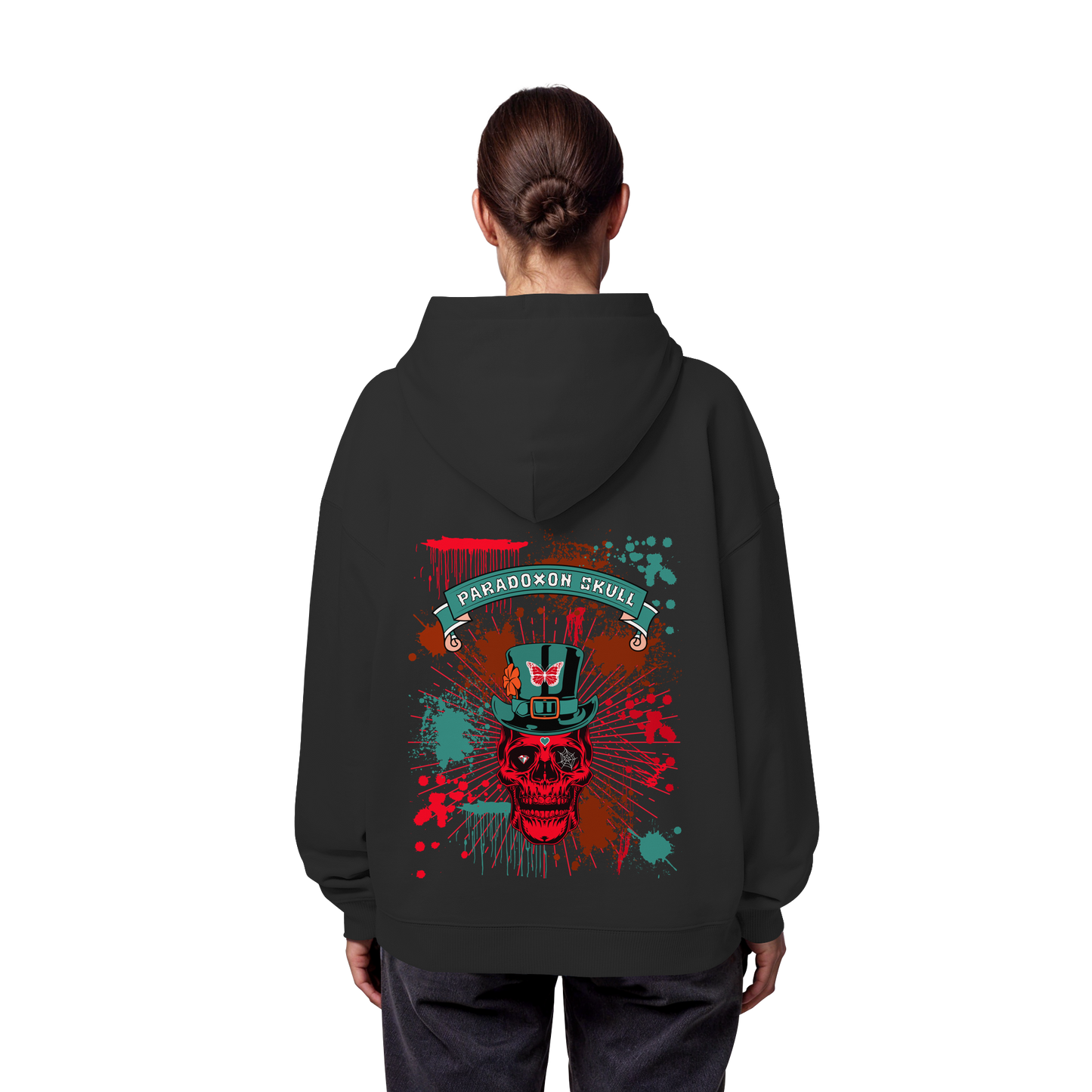 Turquoise Paradoxon Skull   - Organic Oversize Hoodie