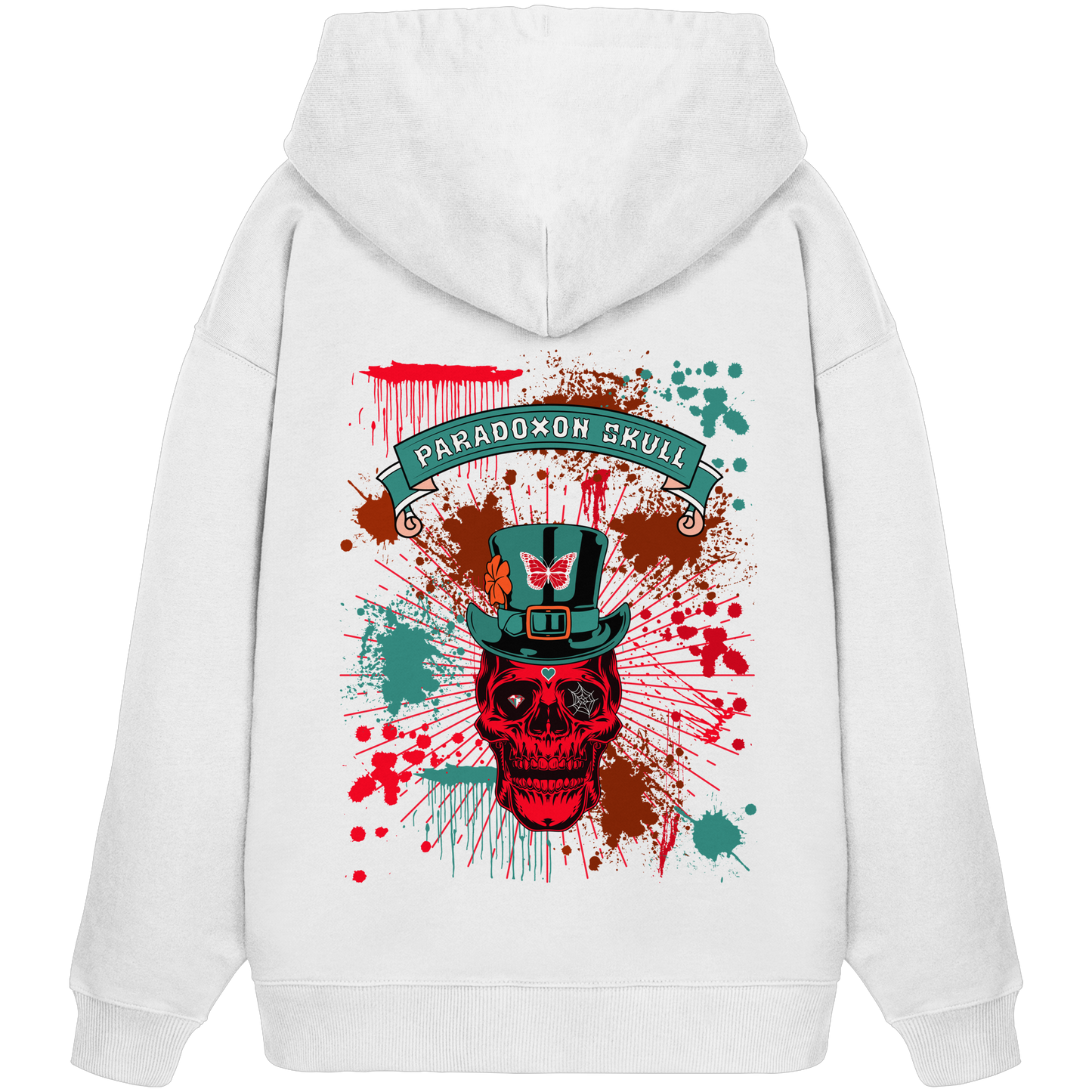 Turquoise Paradoxon Skull   - Organic Oversize Hoodie