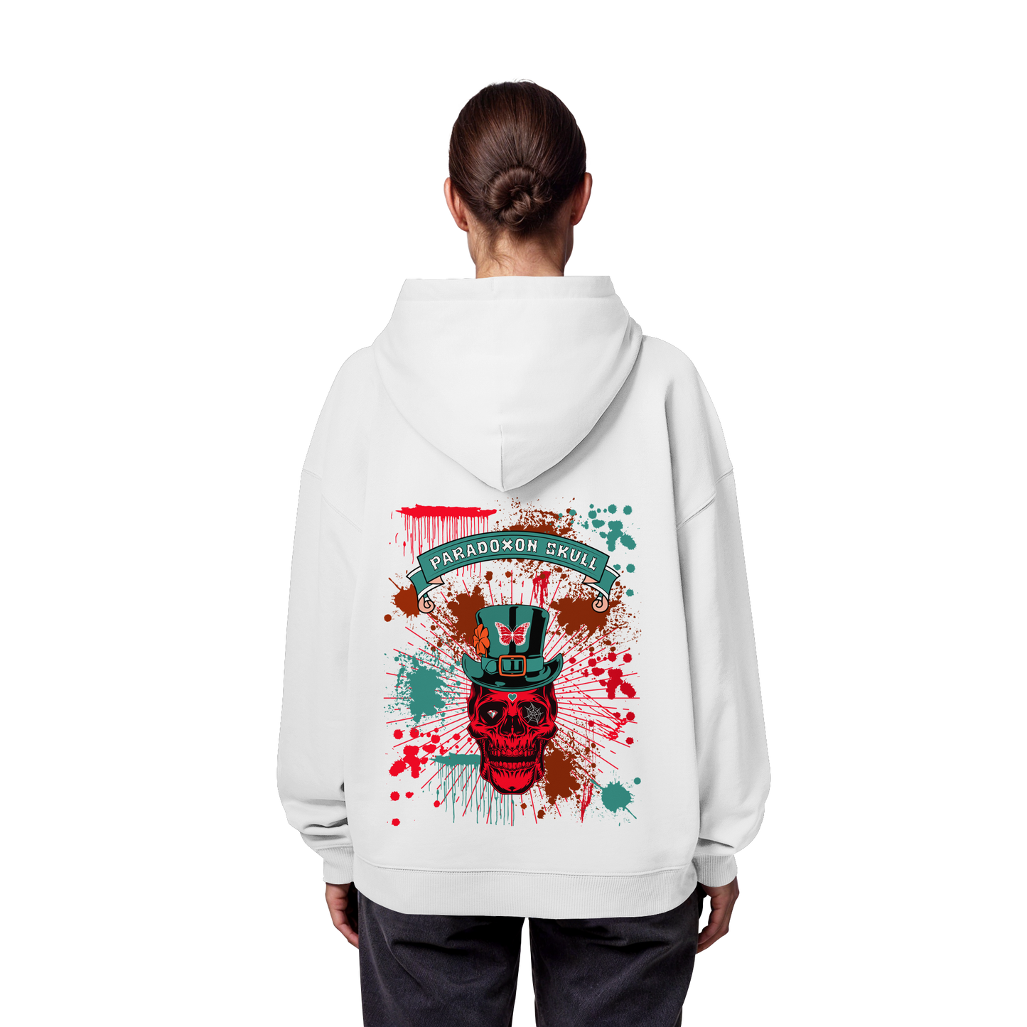 Turquoise Paradoxon Skull   - Organic Oversize Hoodie