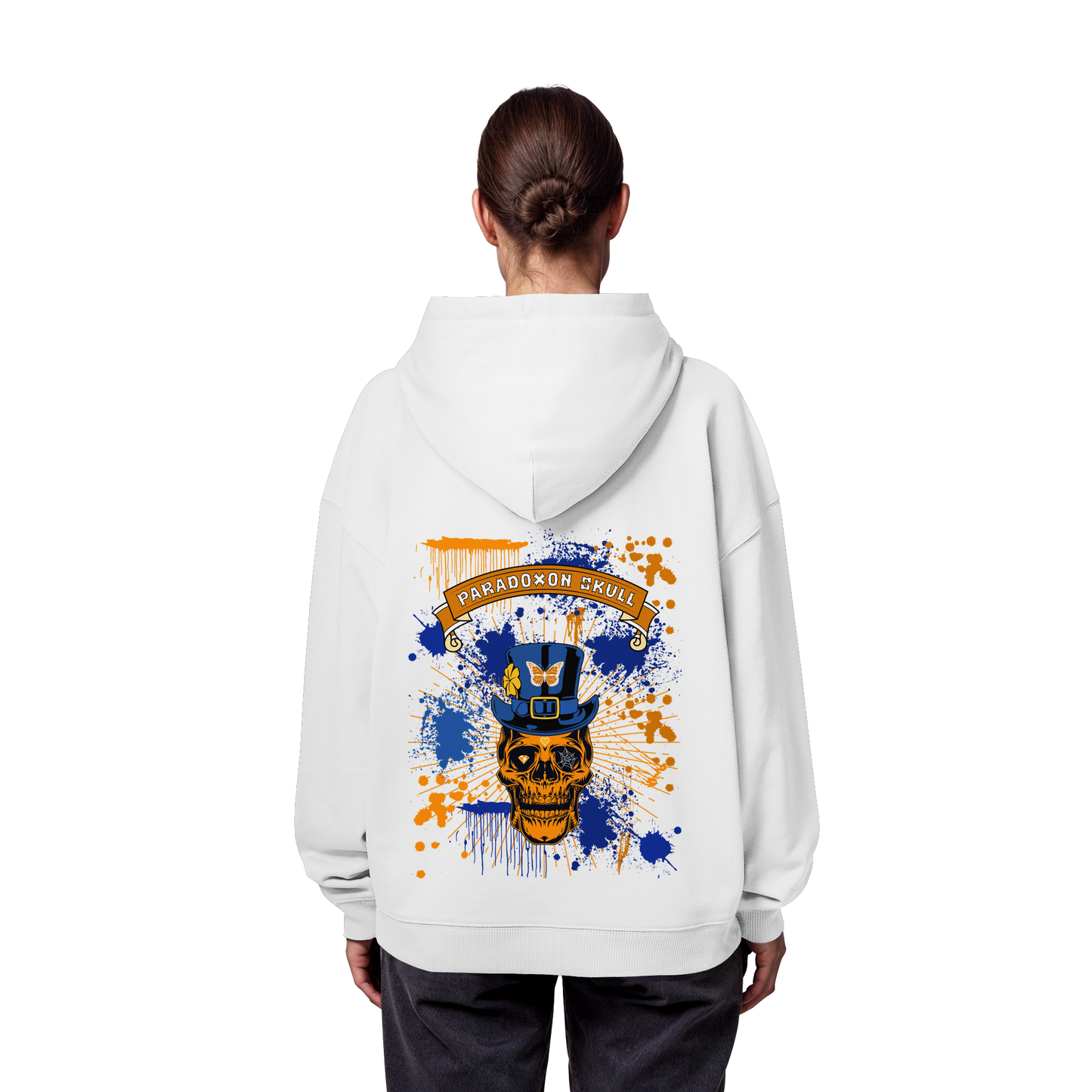 Orange Paradoxon Skull  - Organic Oversize Hoodie