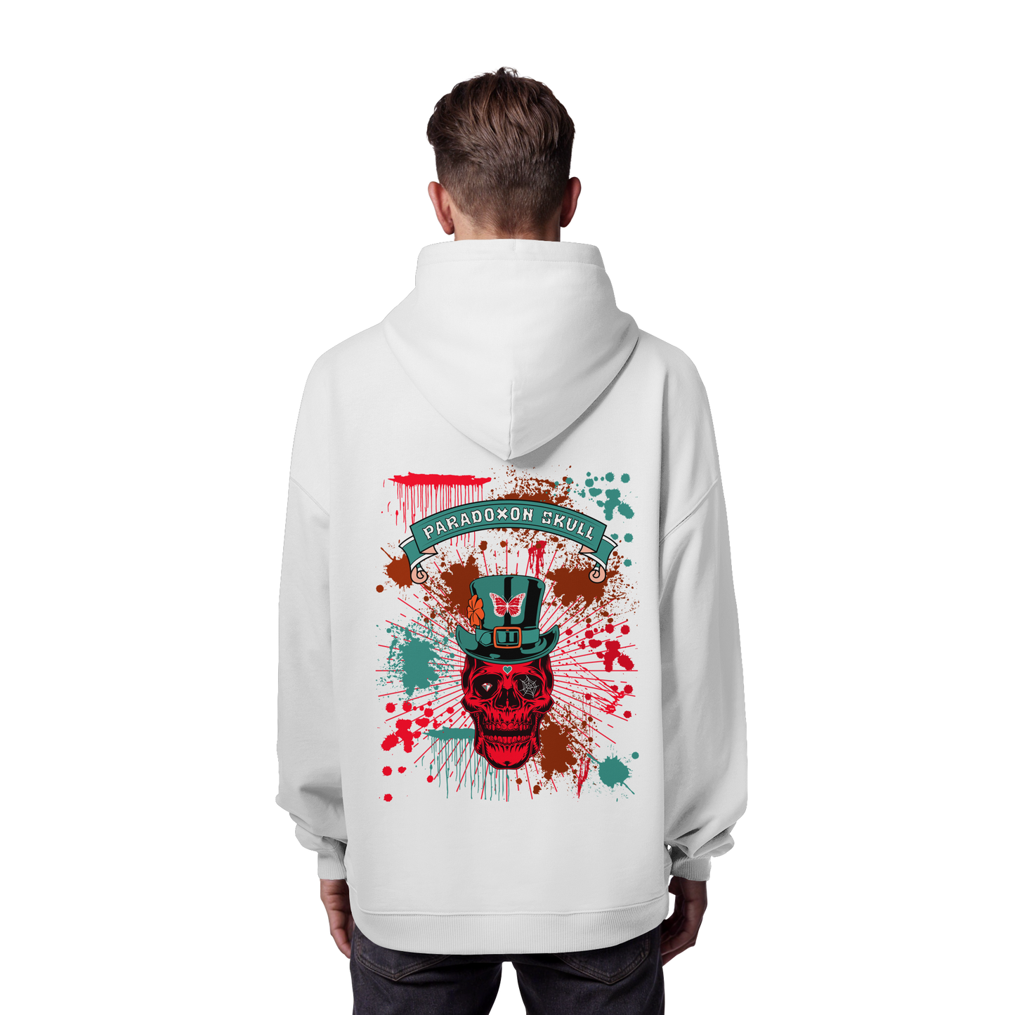 Turquoise Paradoxon Skull   - Organic Oversize Hoodie