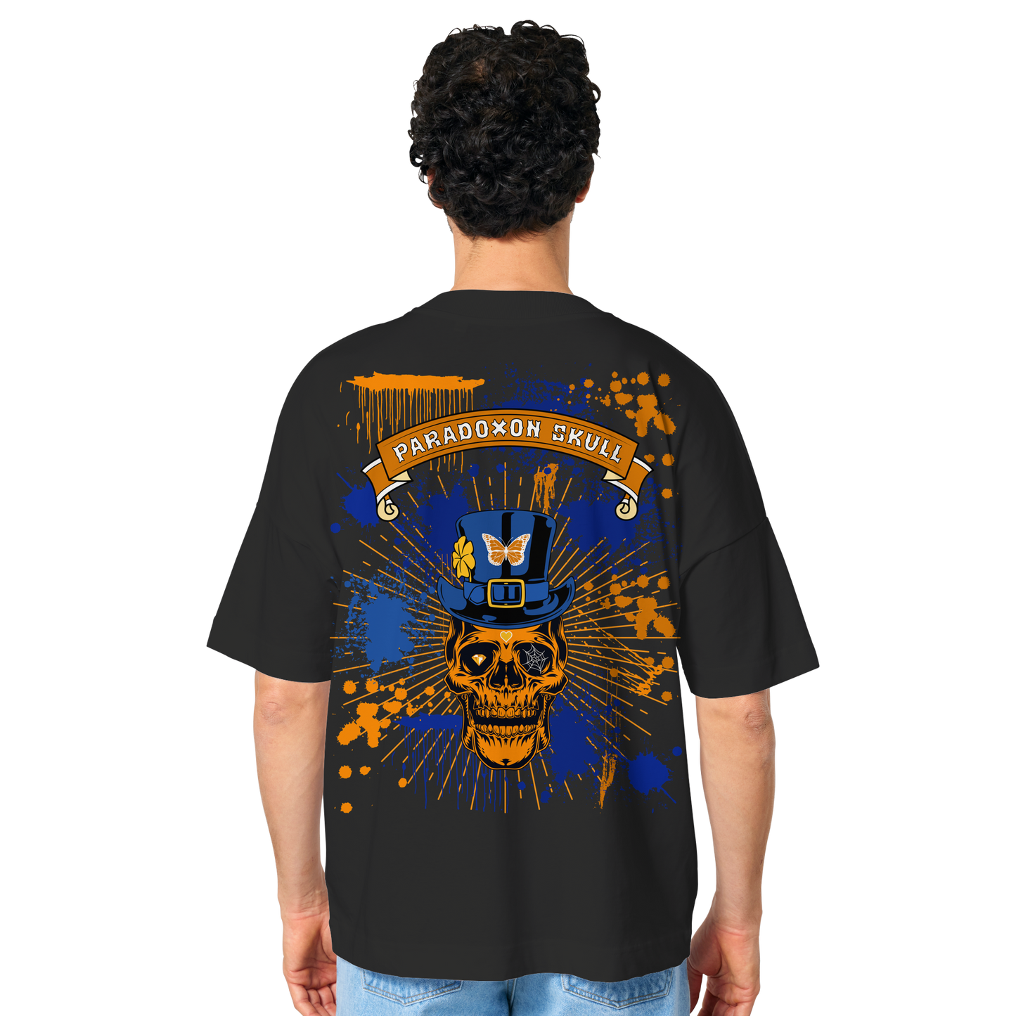 Orange Paradoxon Skull  - Organic Oversize Shirt