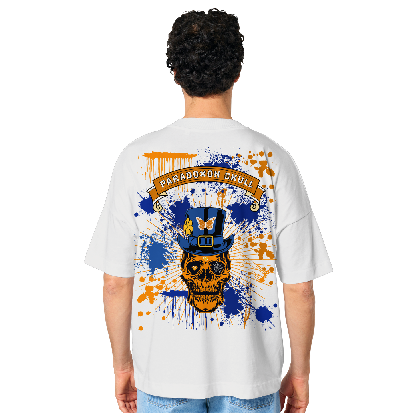 Orange Paradoxon Skull  - Organic Oversize Shirt