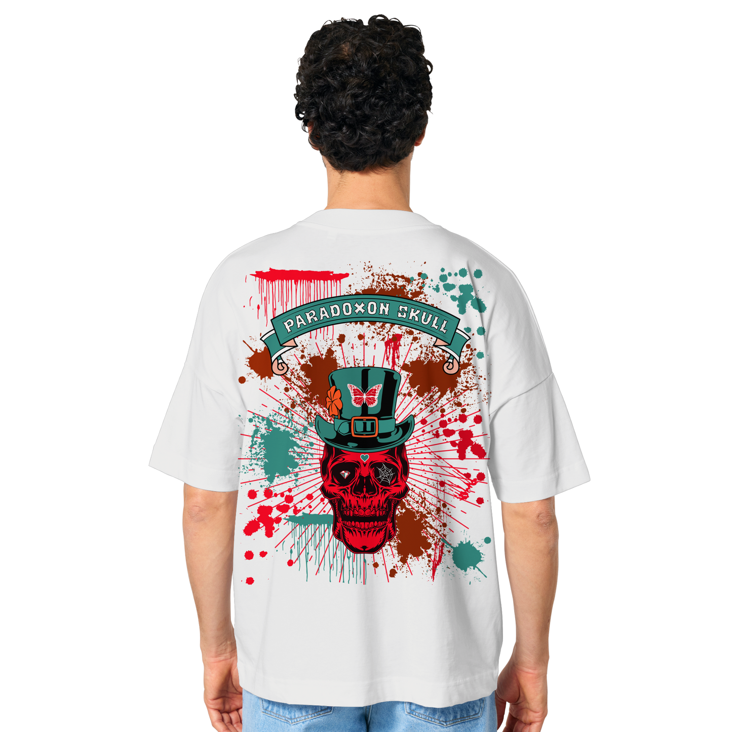 Turquoise Paradoxon Skull   - Organic Oversize Shirt