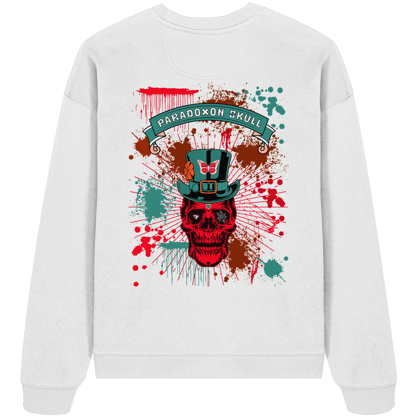 Turquoise Paradoxon Skull   - Organic Oversize Sweatshirt