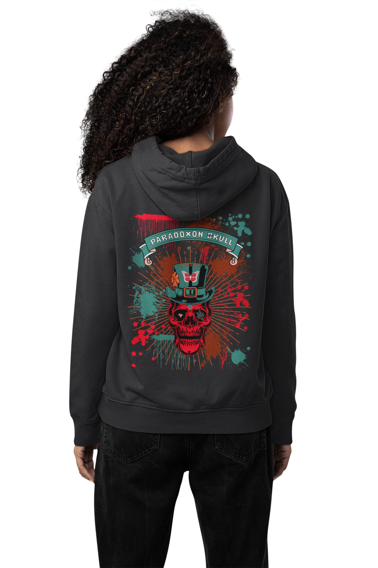Turquoise Paradoxon Skull  / Damen Boxcut Hoodie