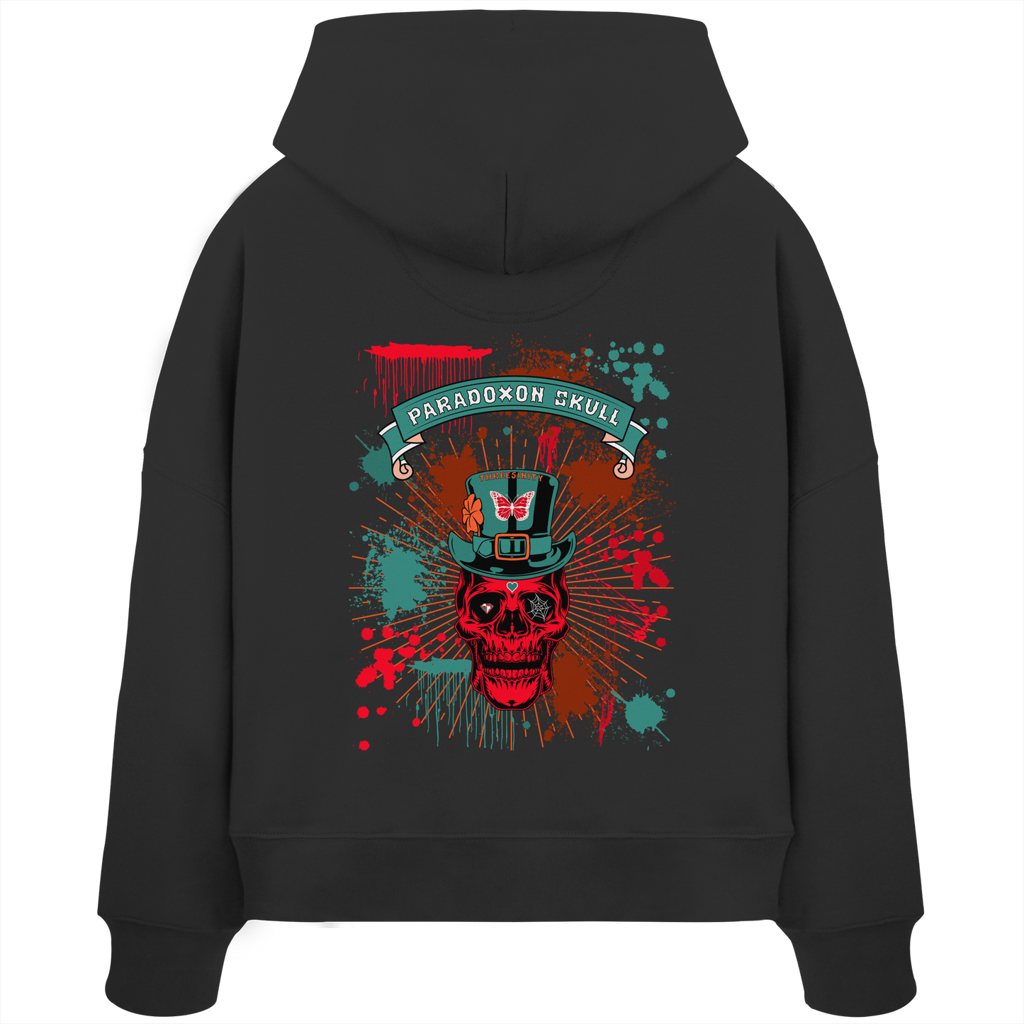 Turquoise Paradoxon Skull  / Damen Boxcut Hoodie
