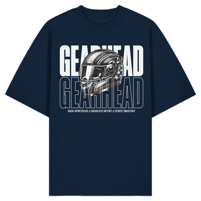 Gearhead Oversize Shirt french navy mit Helm-Grafik, Bio-Baumwolle 200 gsm, Biker Streetwear