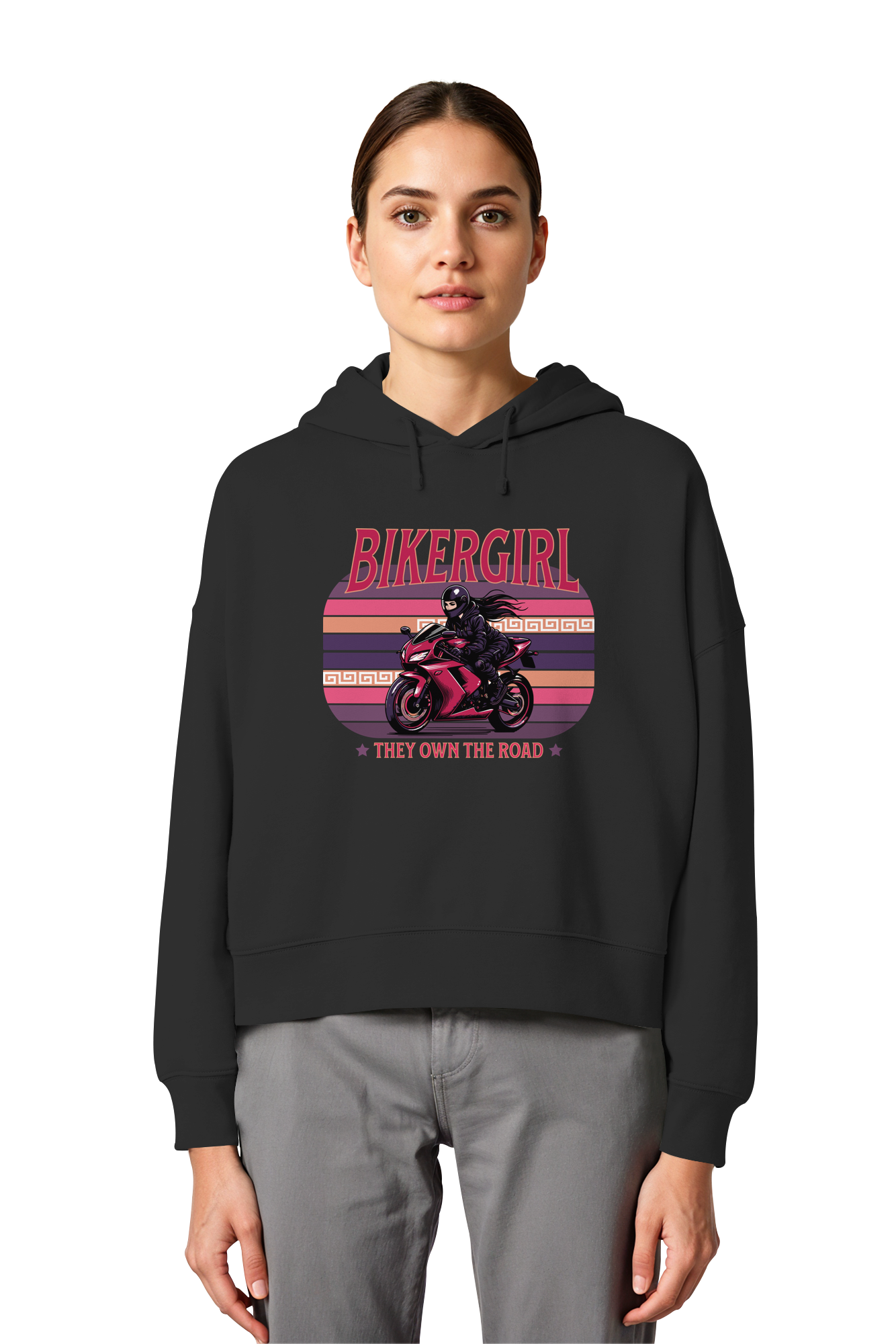 Bikergirl / Damen Boxcut Hoodie